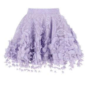Zimmermann periwinkle high tide lace flip mini skirt